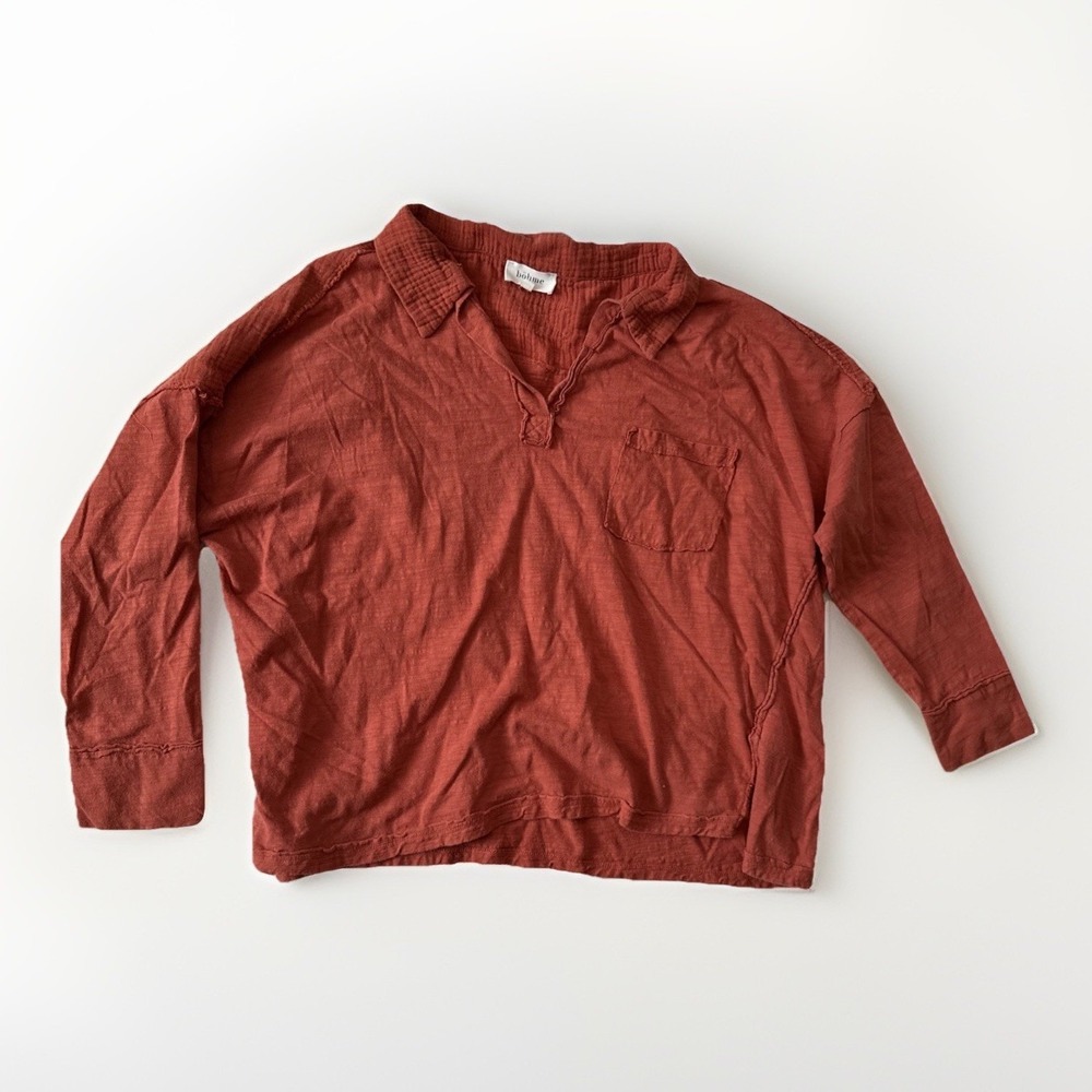 Bohme Rust Oversized Long Sleeve Cottagecore Shirt Small Lagenlook Lounge‎ Fall